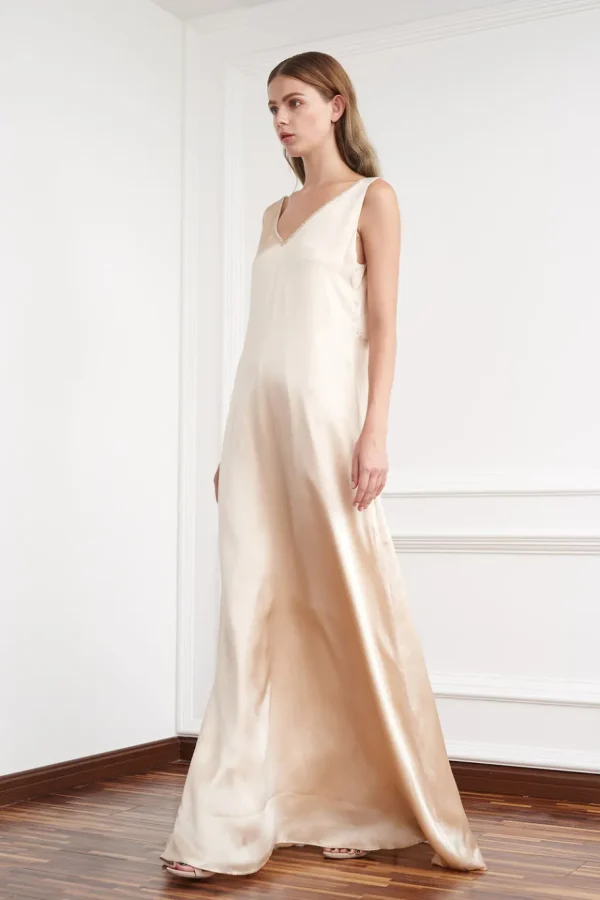 Viktoria Chan Short Sleeves | Evening Wear | Afrodite embedded silk gown