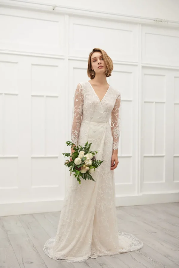 Viktoria Chan Long Sleeves | Juliana wrap embedded gown