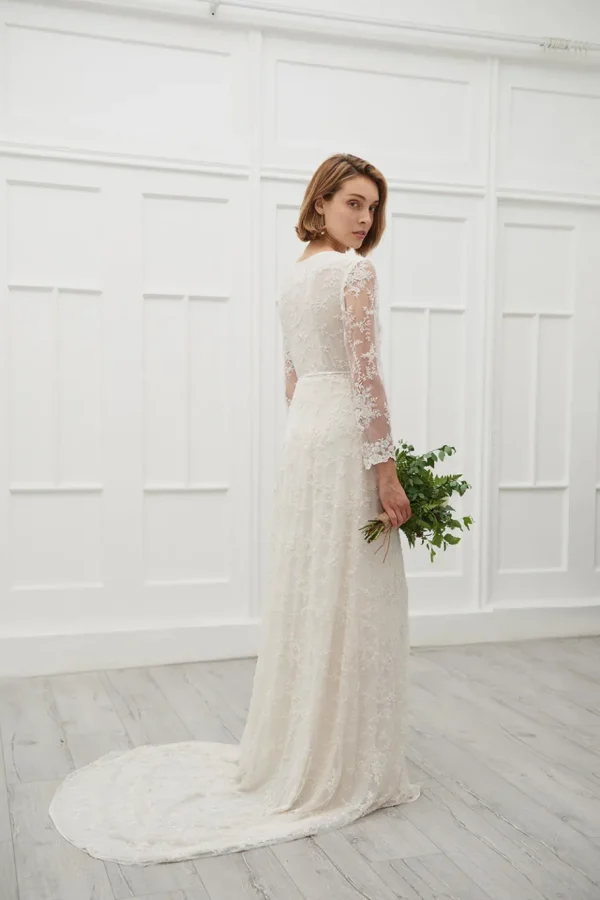 Viktoria Chan Long Sleeves | Juliana wrap embedded gown