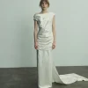 Viktoria Chan Short Sleeves | Melanie structured silk and wool gown