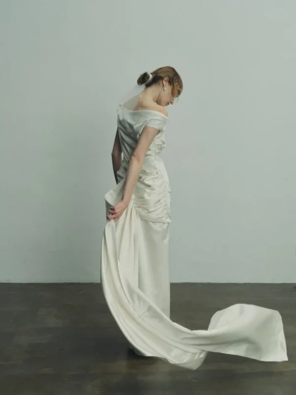 Viktoria Chan Short Sleeves | Melanie structured silk and wool gown
