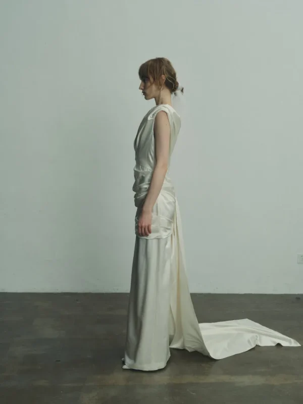 Viktoria Chan Short Sleeves | Melanie structured silk and wool gown