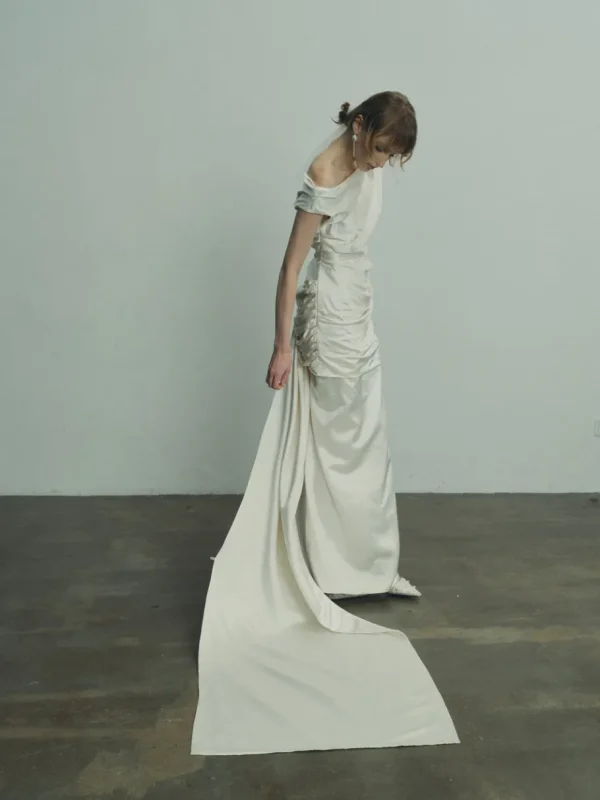 Viktoria Chan Short Sleeves | Melanie structured silk and wool gown