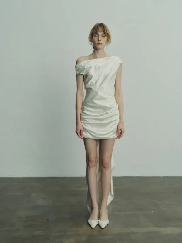 Viktoria Chan Short Sleeves | Melanie structured silk and wool gown