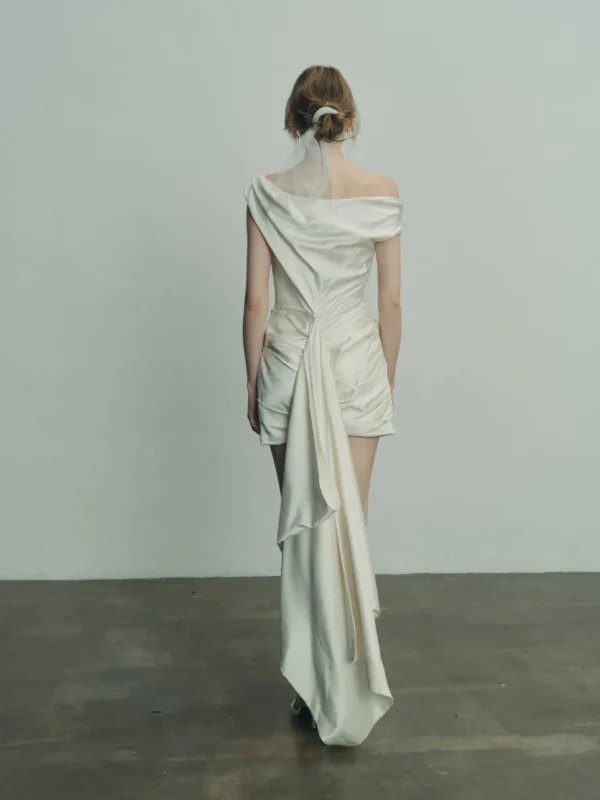 Viktoria Chan Short Sleeves | Melanie structured silk and wool gown