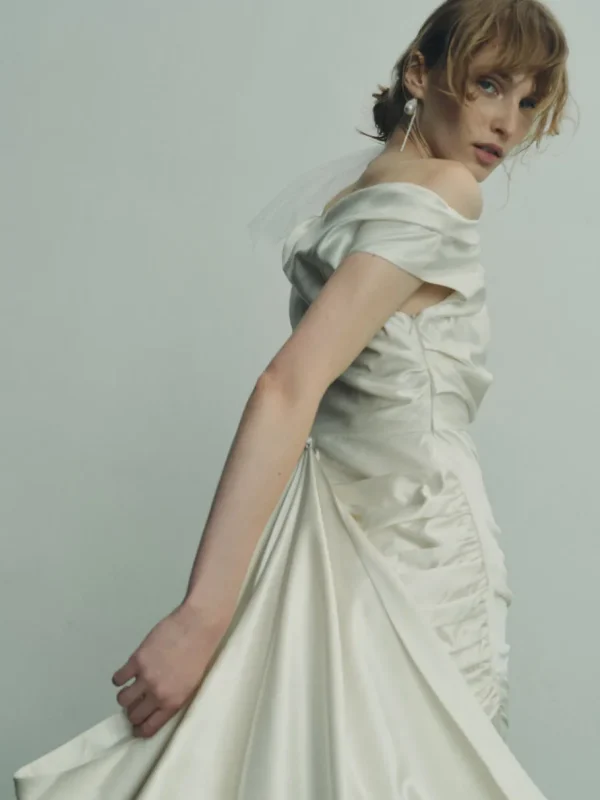 Viktoria Chan Short Sleeves | Melanie structured silk and wool gown
