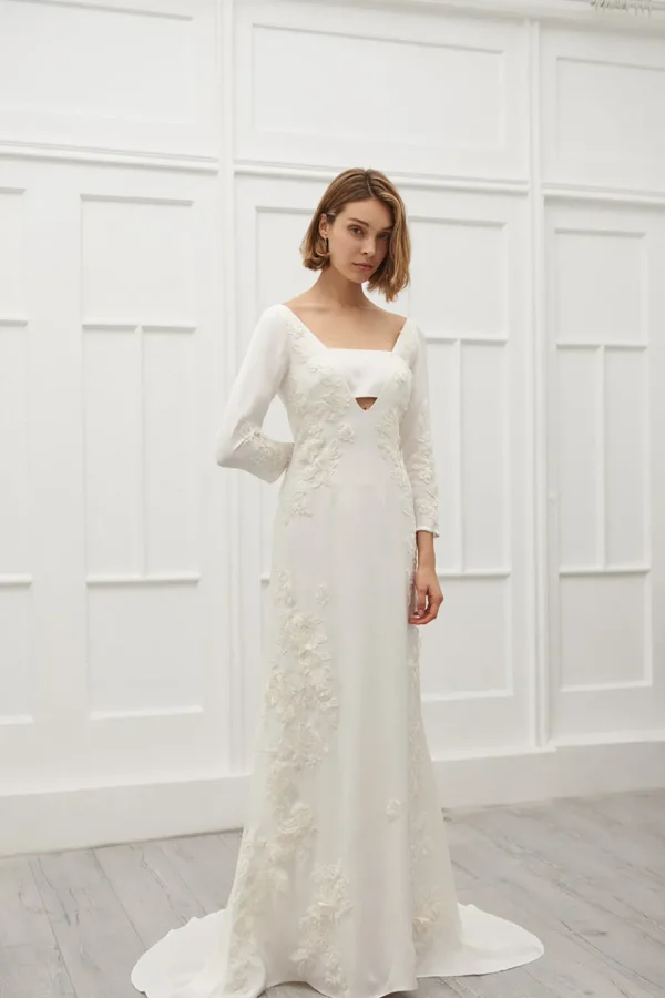 Viktoria Chan Long Sleeves | Peggy lace silk gown
