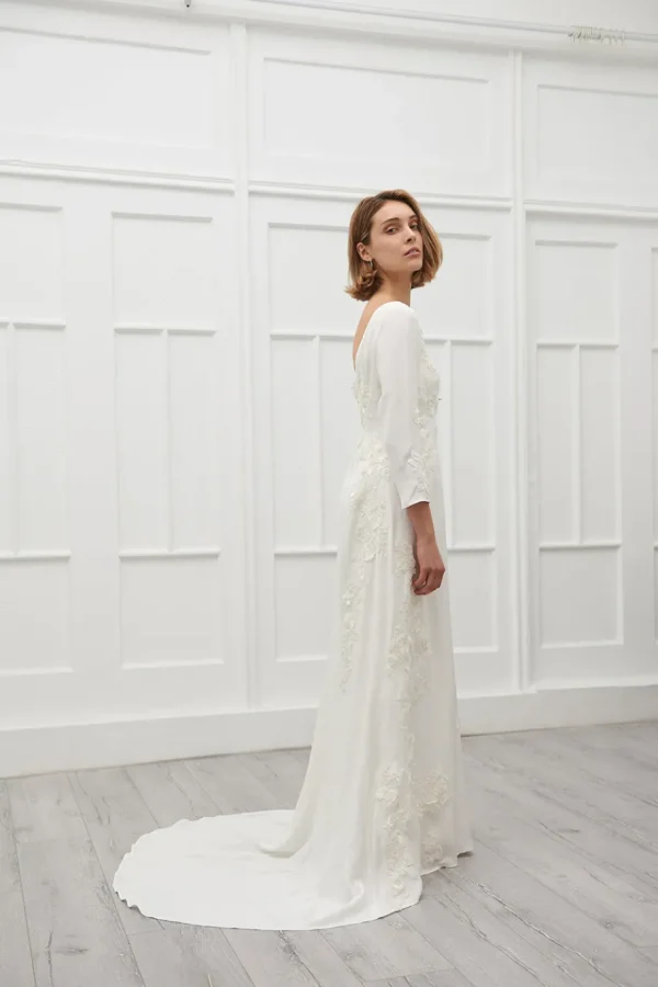 Viktoria Chan Long Sleeves | Peggy lace silk gown