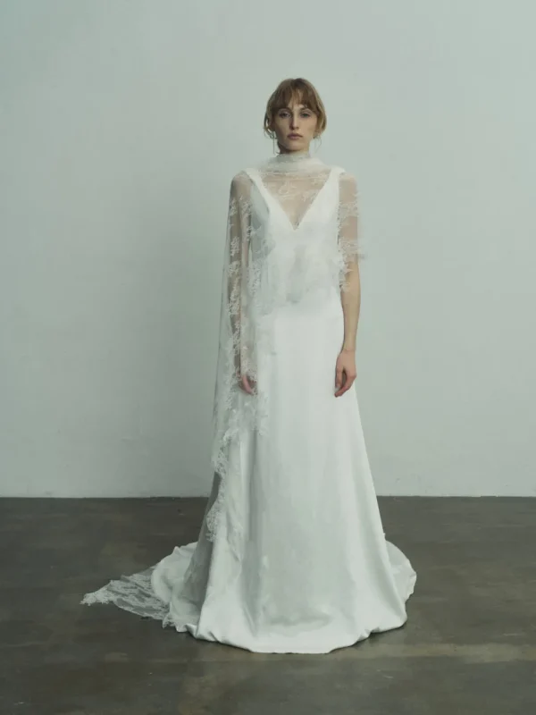 Viktoria Chan Short Sleeves | Steffy silk wedding gown