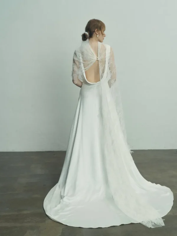 Viktoria Chan Short Sleeves | Steffy silk wedding gown