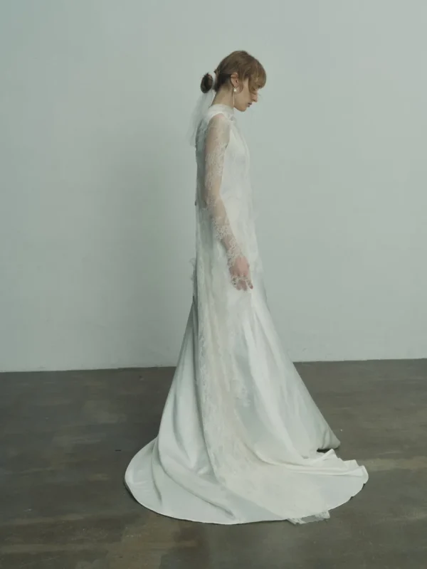 Viktoria Chan Short Sleeves | Steffy silk wedding gown