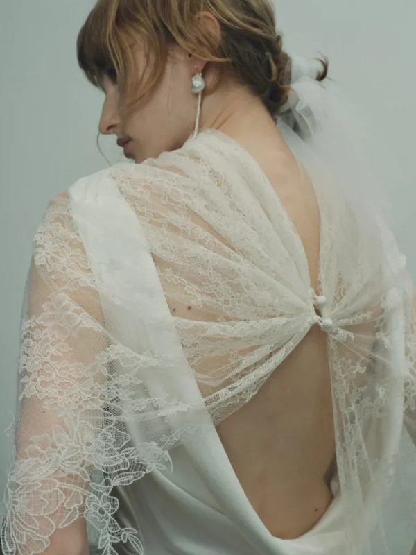 Viktoria Chan Short Sleeves | Steffy silk wedding gown